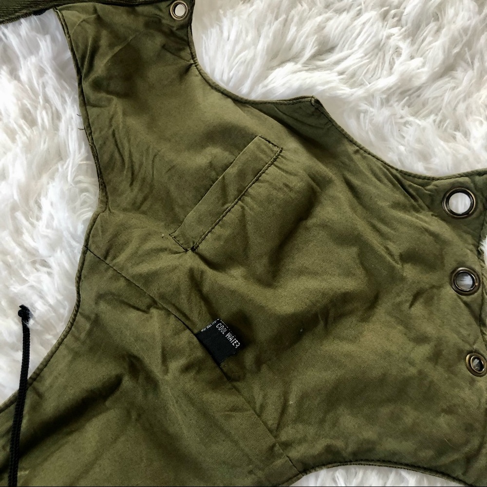 Creatura Festival Vest - high collar green studded short vest - Picture 9 of 15